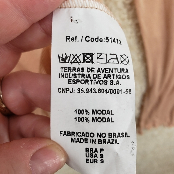 osklen women US small peach modal base layer long sleeve knit top lettuce hem - Picture 4 of 9